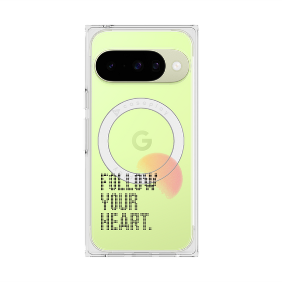 プレミアムスクエアケース with Pixelsnap［ オリジナル - ドットオーバーレイ - FOLLOW YOUR HEART/A ］