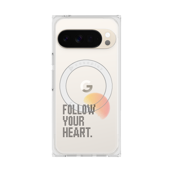 プレミアムスクエアケース with Pixelsnap［ オリジナル - ドットオーバーレイ - FOLLOW YOUR HEART/A ］