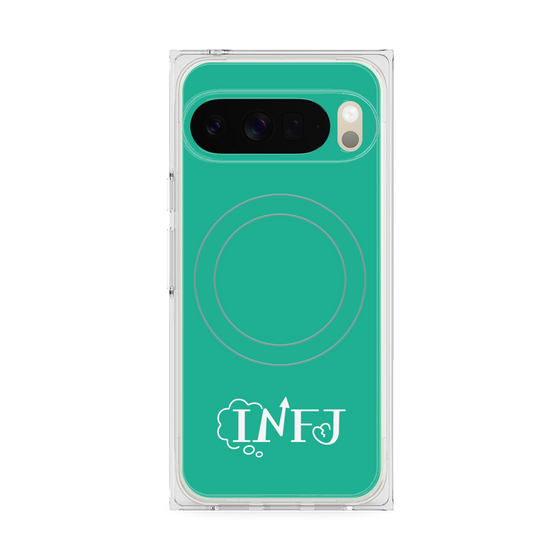 プレミアムスクエアケース with Pixelsnap［ オリジナル - INFJ 提唱者 - アルファベット - グリーン ］