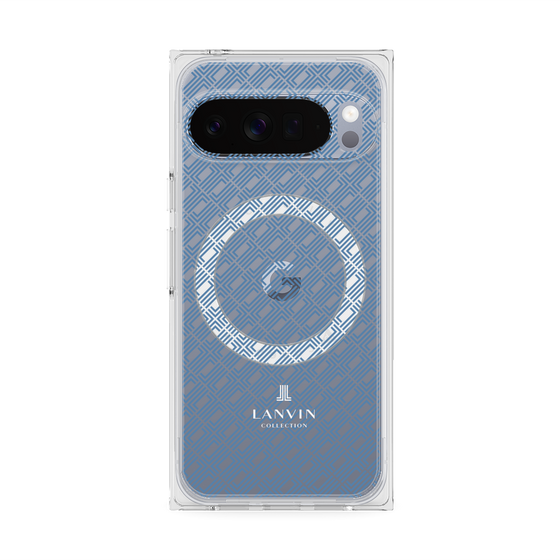 プレミアムスクエアケース with Pixelsnap［ LANVIN COLLECTION - ロゴパターン - ブルー ］