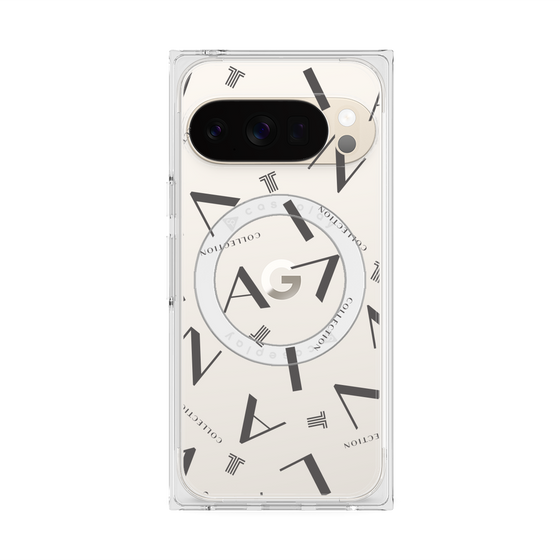 プレミアムスクエアケース with Pixelsnap［ LANVIN COLLECTION - タイポグラフィ - グレー ］