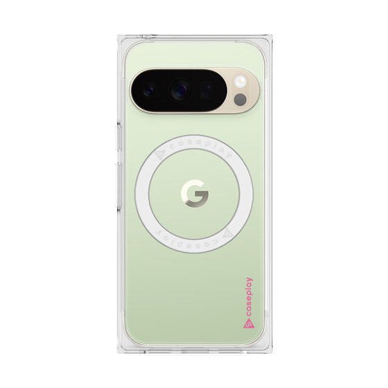 プレミアムスクエアケース with Pixelsnap［ オリジナル - caseplayロゴ - ピンク/B ］