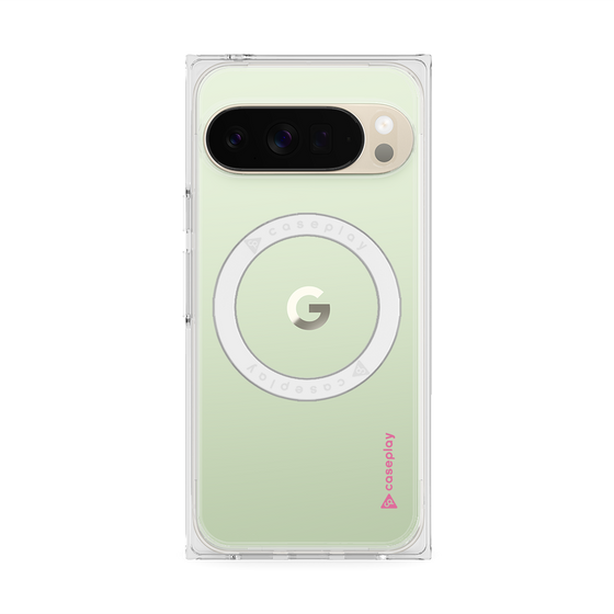 プレミアムスクエアケース with Pixelsnap［ オリジナル - caseplayロゴ - ピンク/B ］