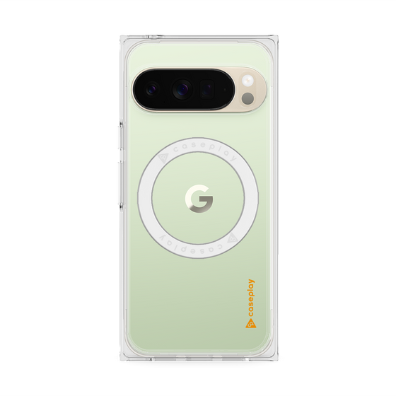 プレミアムスクエアケース with Pixelsnap［ オリジナル - caseplayロゴ - オレンジ/B ］