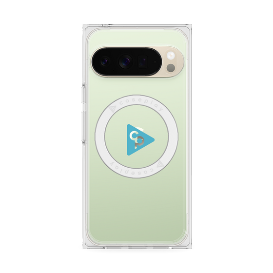 プレミアムスクエアケース with Pixelsnap［ オリジナル - caseplayロゴ - ライトブルー/C ］