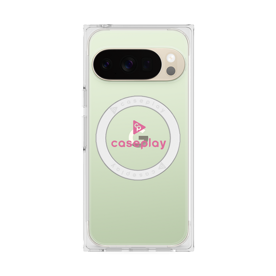 プレミアムスクエアケース with Pixelsnap［ オリジナル - caseplayロゴ - ピンク/D ］