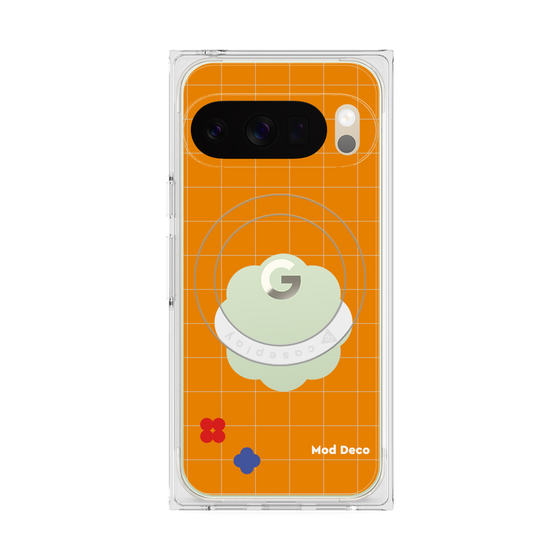 プレミアムスクエアケース with Pixelsnap［ Mod Deco - オリジナル - レトロオレンジ ］