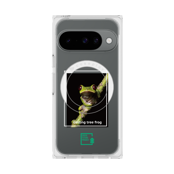 プレミアムスクエアケース with Pixelsnap［ Green Future Project - Gliding tree frog ］
