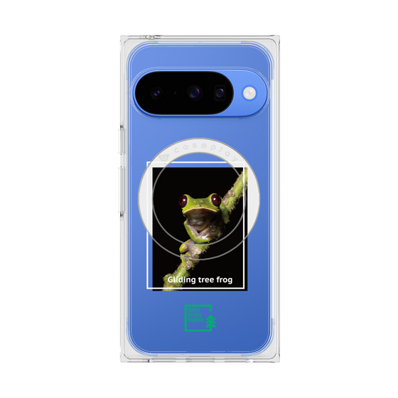 プレミアムスクエアケース with Pixelsnap［ Green Future Project - Gliding tree frog ］
