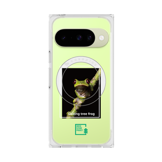 プレミアムスクエアケース with Pixelsnap［ Green Future Project - Gliding tree frog ］