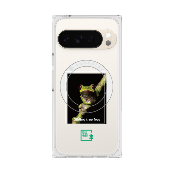 プレミアムスクエアケース with Pixelsnap［ Green Future Project - Gliding tree frog ］