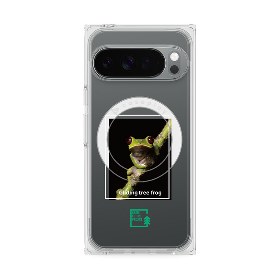 プレミアムスクエアケース with Pixelsnap［ Green Future Project - Gliding tree frog ］