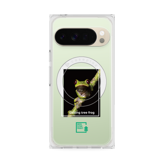 プレミアムスクエアケース with Pixelsnap［ Green Future Project - Gliding tree frog ］