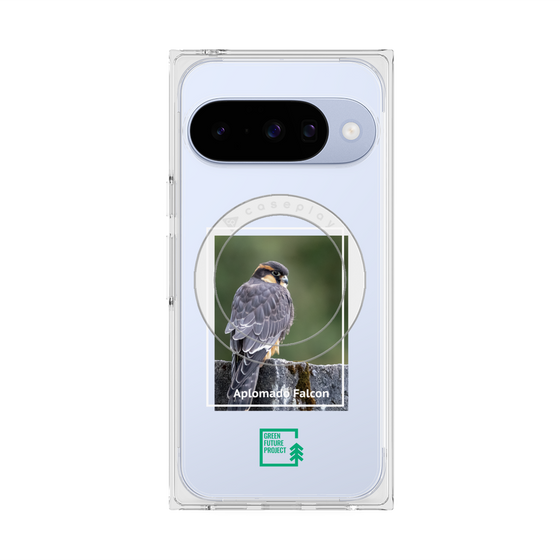 プレミアムスクエアケース with Pixelsnap［ Green Future Project - Aplomado Falcon ］