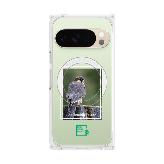 プレミアムスクエアケース with Pixelsnap［ Green Future Project - Aplomado Falcon ］
