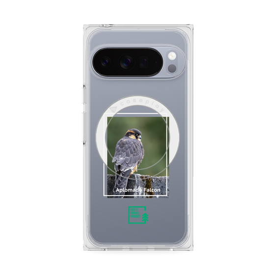 プレミアムスクエアケース with Pixelsnap［ Green Future Project - Aplomado Falcon ］