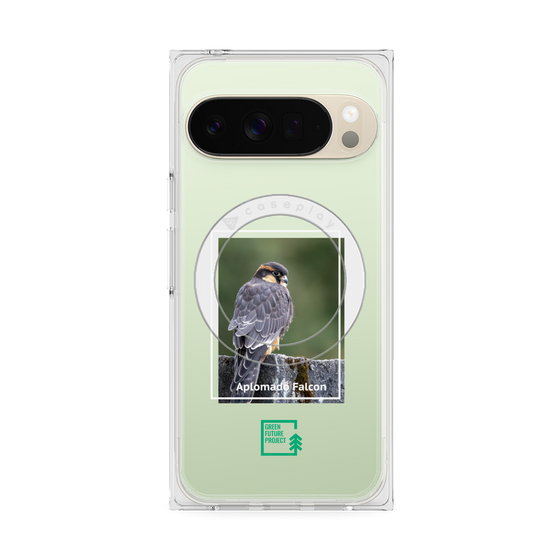 プレミアムスクエアケース with Pixelsnap［ Green Future Project - Aplomado Falcon ］