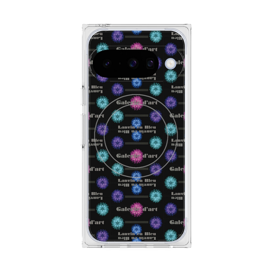 プレミアムスクエアケース with Pixelsnap［ LANVIN en Bleu - Flower pattern ］