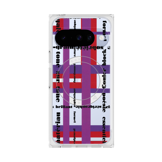 プレミアムスクエアケース with Pixelsnap［ LANVIN en Bleu - Plaid ］