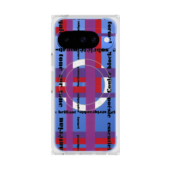 プレミアムスクエアケース with Pixelsnap［ LANVIN en Bleu - Plaid ］