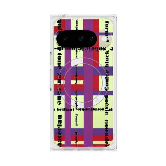 プレミアムスクエアケース with Pixelsnap［ LANVIN en Bleu - Plaid ］