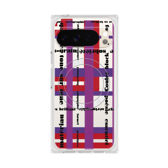 プレミアムスクエアケース with Pixelsnap［ LANVIN en Bleu - Plaid ］