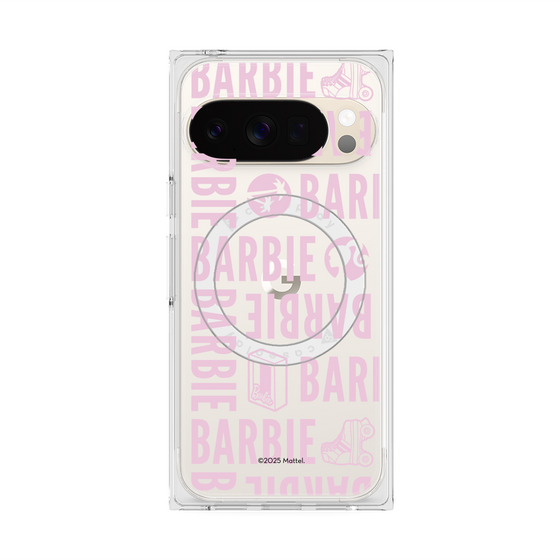 プレミアムスクエアケース with Pixelsnap［ Barbie - ロゴパターン3 - クリア ］