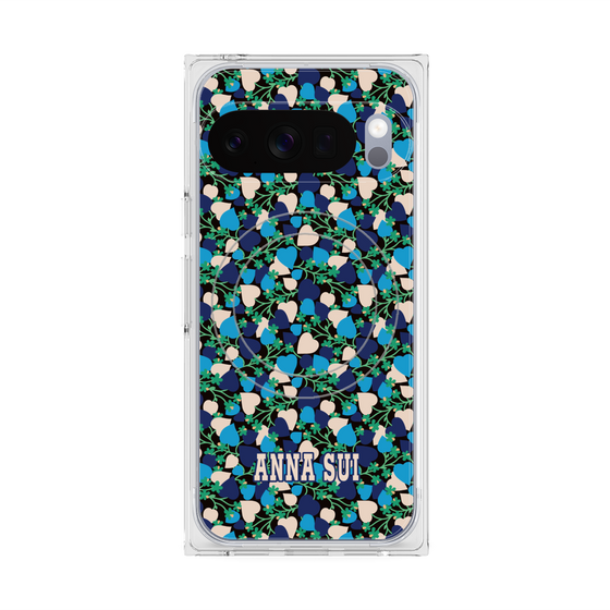 プレミアムスクエアケース with Pixelsnap［ ANNA SUI - HEARTS VINE - BLUE ］