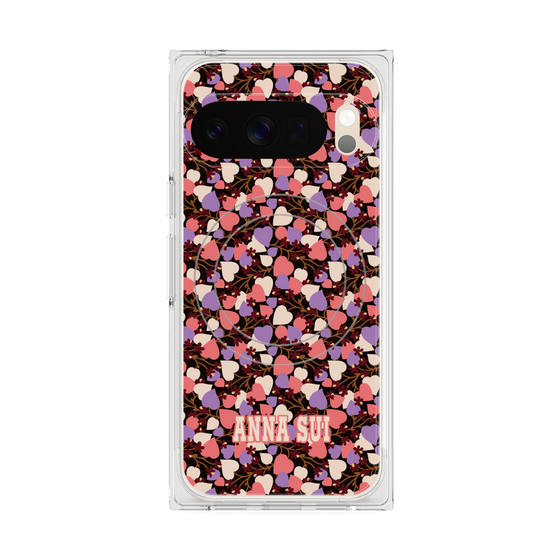 プレミアムスクエアケース with Pixelsnap［ ANNA SUI - HEARTS VINE - PINK ］