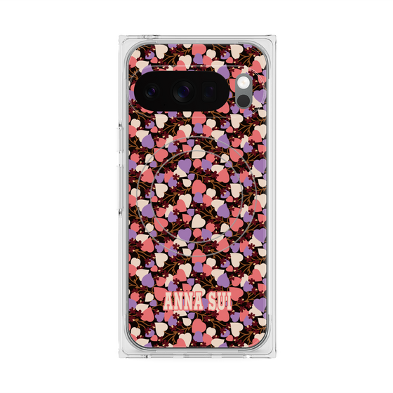 プレミアムスクエアケース with Pixelsnap［ ANNA SUI - HEARTS VINE - PINK ］