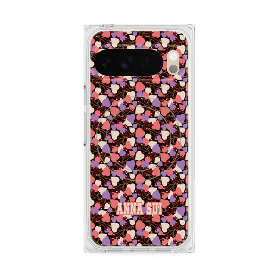 プレミアムスクエアケース with Pixelsnap［ ANNA SUI - HEARTS VINE - PINK ］