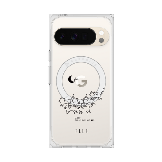 プレミアムスクエアケース with Pixelsnap［ ELLE - All cats are grey in the dark ］