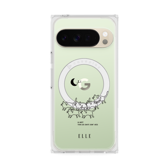 プレミアムスクエアケース with Pixelsnap［ ELLE - All cats are grey in the dark ］