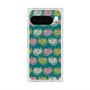 プレミアムスクエアケース with Pixelsnap［ ELLE - Cat Pattern - グリーン ］