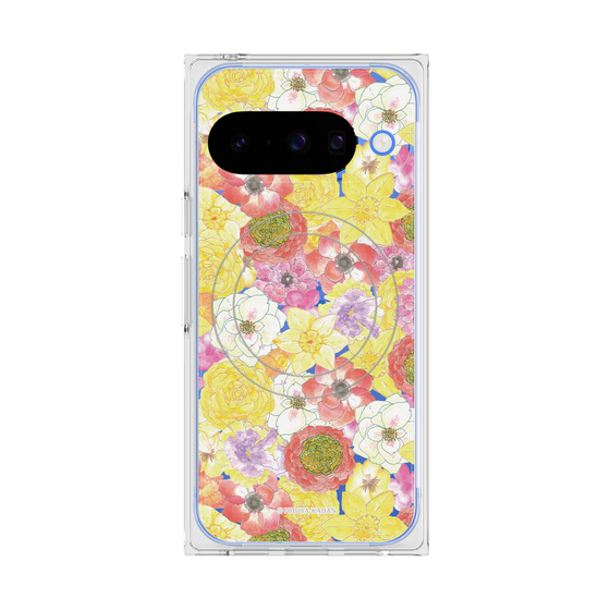 プレミアムスクエアケース with Pixelsnap［ 日比谷花壇 - HarmonyinBloom - イエロー ］