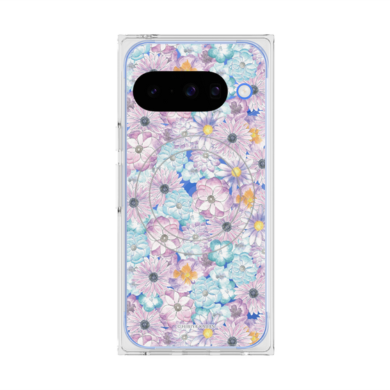プレミアムスクエアケース with Pixelsnap［ 日比谷花壇 - HarmonyinBloom - パープル ］
