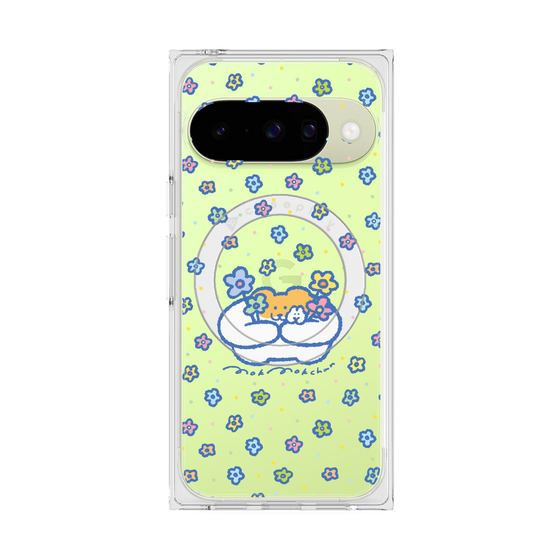 プレミアムスクエアケース with Pixelsnap［ もくもくちゃん - フラワー ］