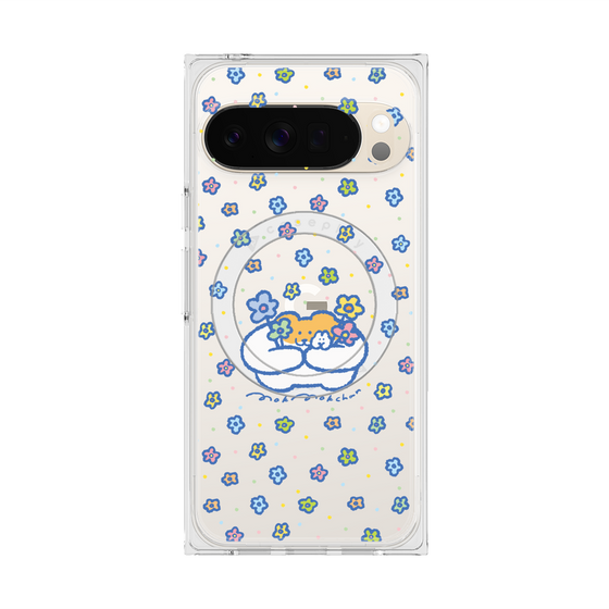 プレミアムスクエアケース with Pixelsnap［ もくもくちゃん - フラワー ］