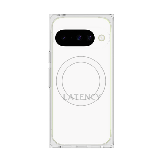 プレミアムスクエアケース with Pixelsnap［ LATENCY - Logotype - White ］