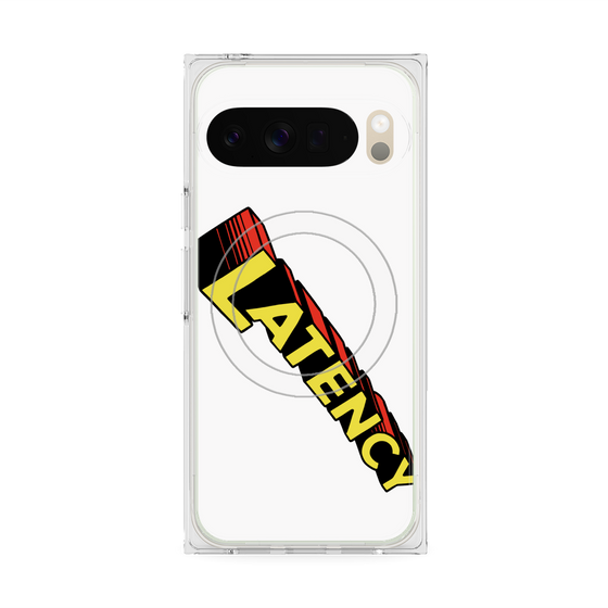 プレミアムスクエアケース with Pixelsnap［ LATENCY - Rock logo - White ］