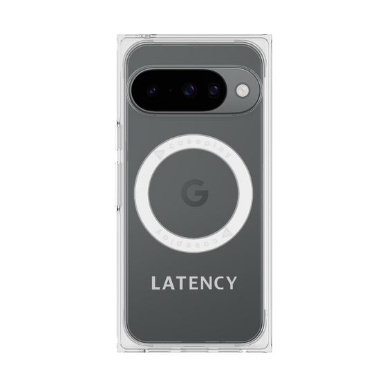 プレミアムスクエアケース with Pixelsnap［ LATENCY - Logotype - Gray ］