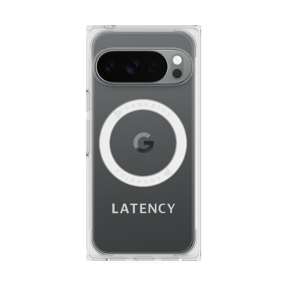 プレミアムスクエアケース with Pixelsnap［ LATENCY - Logotype - Gray ］