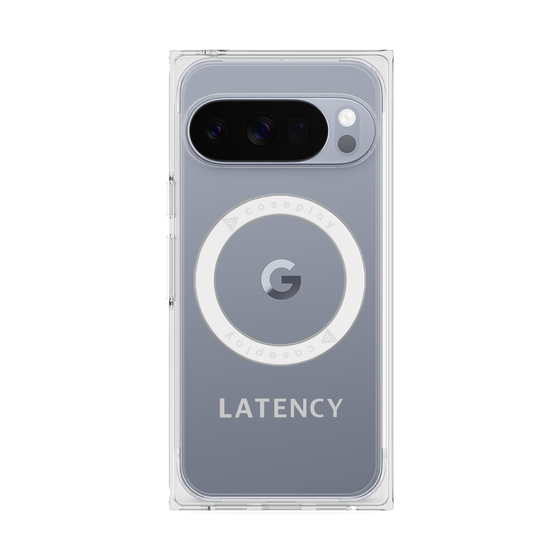 プレミアムスクエアケース with Pixelsnap［ LATENCY - Logotype - Gray ］