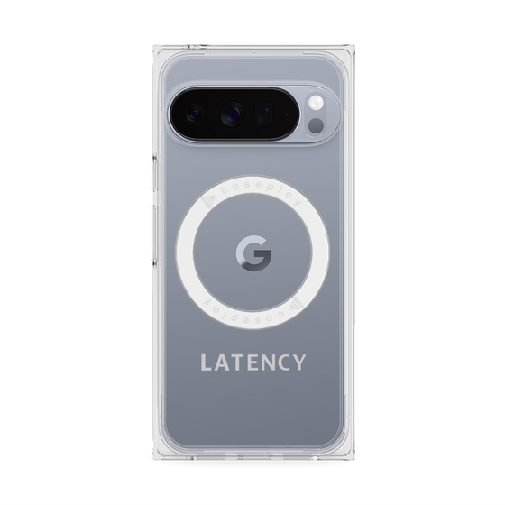 プレミアムスクエアケース with Pixelsnap［ LATENCY - Logotype - Gray ］