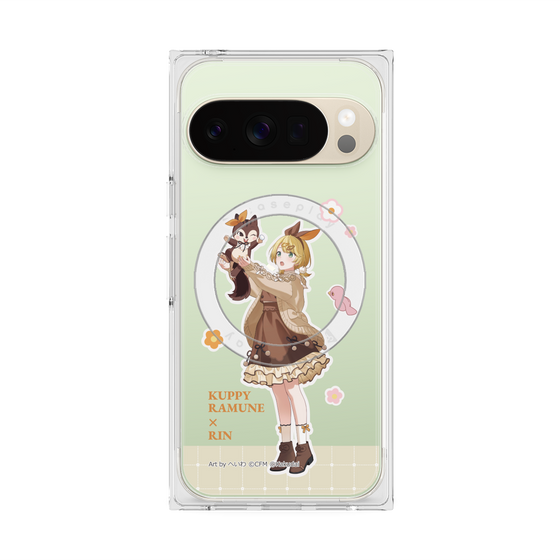 プレミアムスクエアケース with Pixelsnap［ 初音ミク×クッピーラムネ - 鏡音リン×ラム - 等身イラスト2 ］