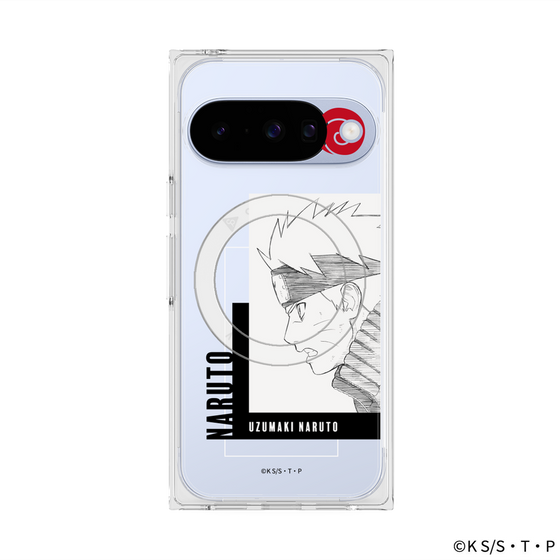 プレミアムスクエアケース with Pixelsnap［ NARUTO-ナルト- 疾風伝 - うずまきナルト - 線画 ］
