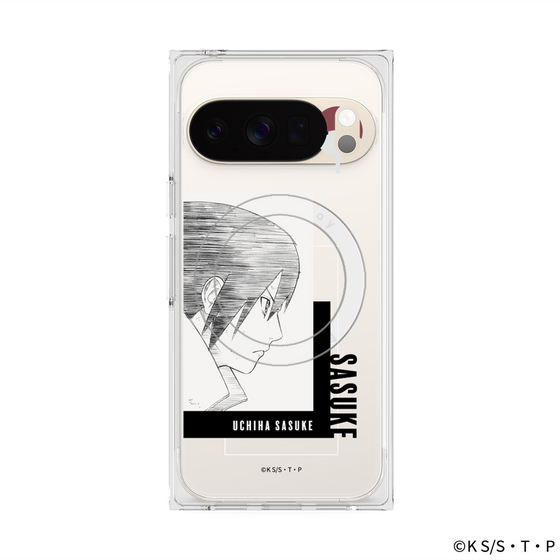 プレミアムスクエアケース with Pixelsnap［ NARUTO-ナルト- 疾風伝 - うちはサスケ - 線画 ］