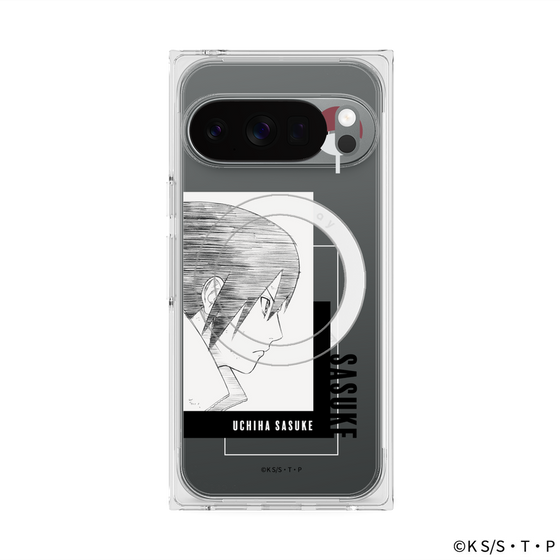 プレミアムスクエアケース with Pixelsnap［ NARUTO -ナルト- 疾風伝 - うちはサスケ - 線画 ］