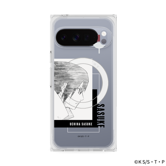 プレミアムスクエアケース with Pixelsnap［ NARUTO -ナルト- 疾風伝 - うちはサスケ - 線画 ］