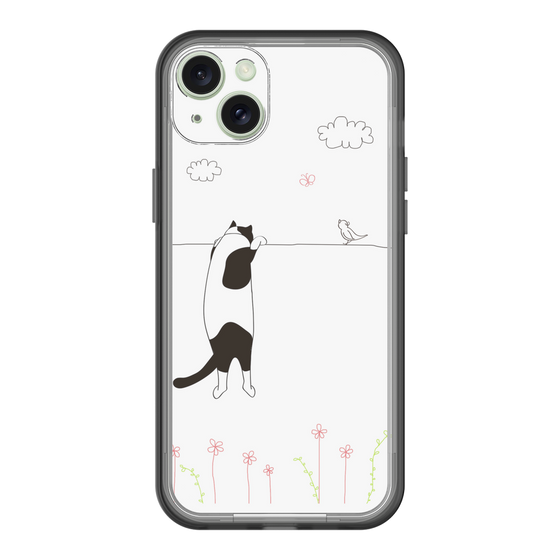 スリムプロテクションプレミアムケース［ 夢中に覗く三毛ねこ ］